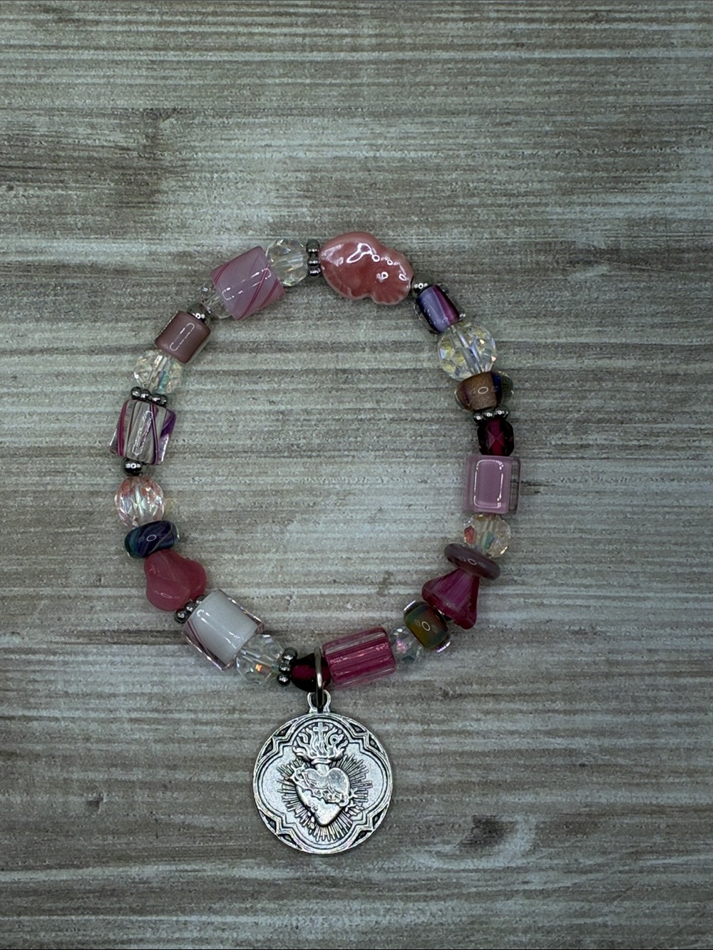 Premium Beaded Bracelet with Sacred Heart Charm